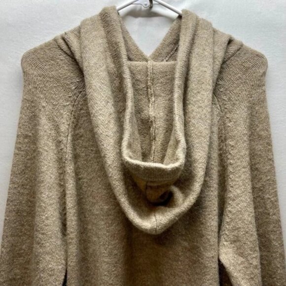H&M Hooded Sweater Women's Small Oatmeal Heather Oversized Fine Knit Pullover - Picture 5 of 9
